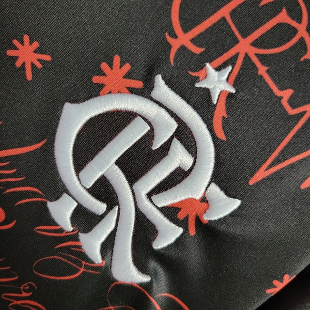 Camisa Flamengo III Pré Jogo 22/23 Adidas Feminina - Vermelha com detalhes em preto