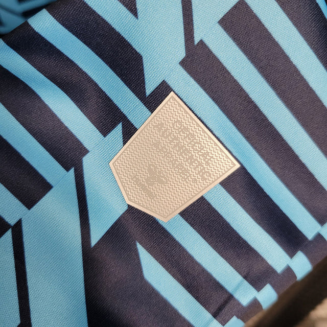 Camisa Dinamarca Treino 23/24 - Torcedor Hummel Masculina - Azul com detalhes em preto e vermelho