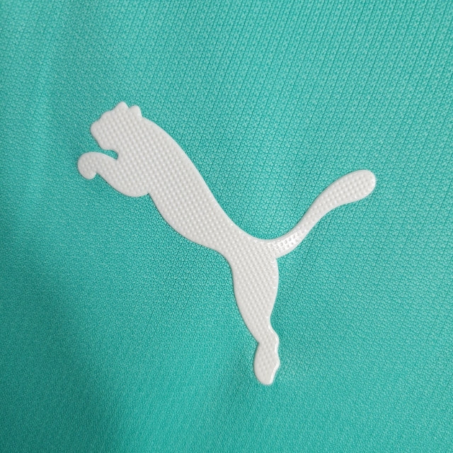 Camisa Palmeiras III 19/20 - Torcedor Puma Feminina - Verde Tiffany com detalhes em vermelho savoia