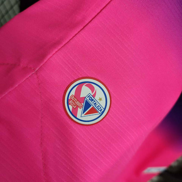 Camisa Fortaleza Edição Especial Outubro Rosa 23/24 - Torcedor Lobo Masculina - Azul com detalhes em rosa