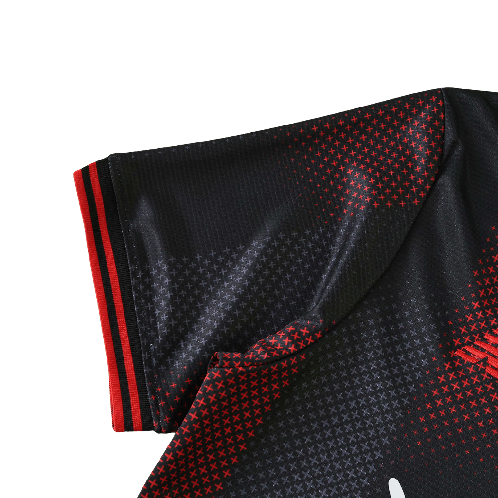 Camisa Bayer Leverkusen Home 2025/2026 New Balance Preta e Vermelha Torcedor Masculina