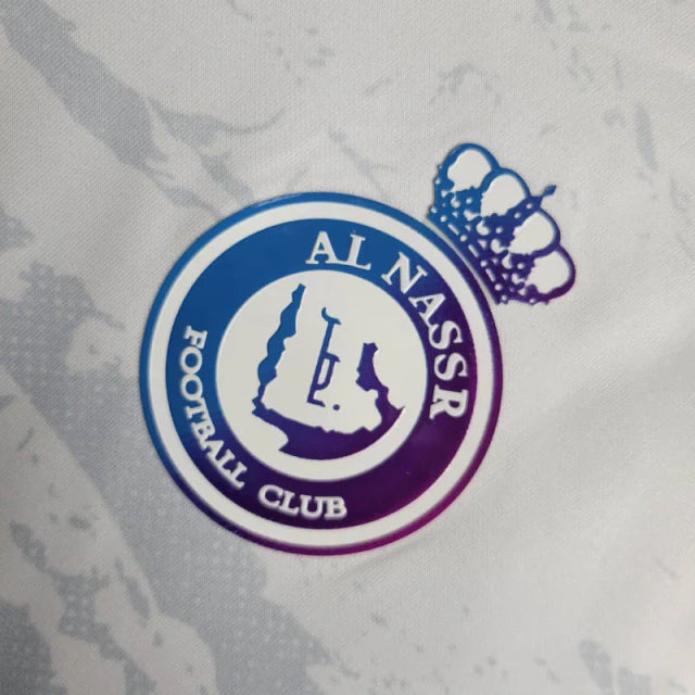 Camisa Al-Nassr II 23/24 manga longa - Torcedor Masculina - Branca com detalhes em roxo e azul