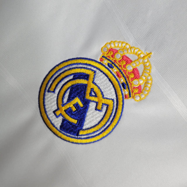 Camisa Retrô Real Madrid I 2013/2014 manga longa - Adidas Masculina - Branca com detalhes em cinza e laranja