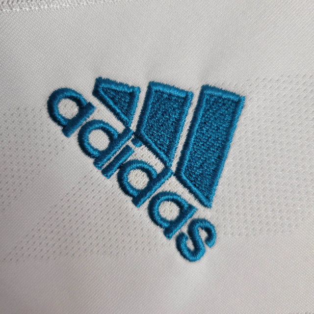 Camisa Retrô Real Madrid I 2017/2018 manga longa - Adidas Masculina - Branca com detalhes em azul