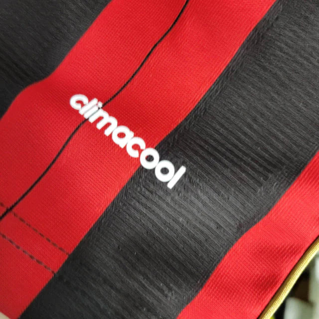 Camisa Retrô AC Milan 2013/2014 manga longa - Masculina Adidas - Preta e vermelha com detalhes em dourado