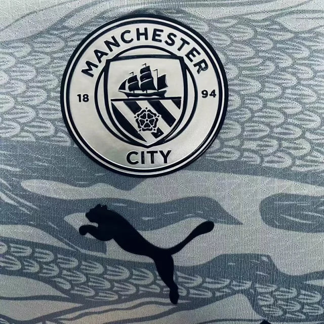 Camisa Manchester City Edição especial 24/25 manga longa - Jogador Puma Masculina - Branca com detalhes em cinza