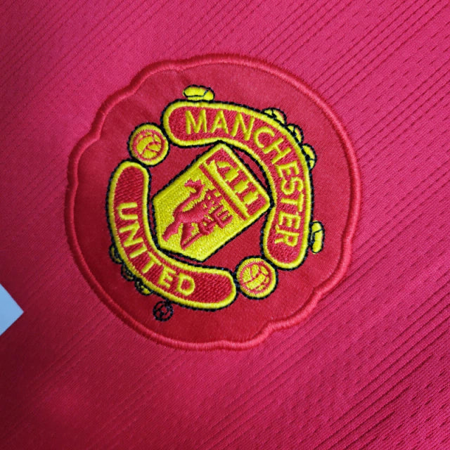 Camisa Retrô Manchester United 2007/2008 manga longa - Masculina Nike - Vermelha com detalhes em branco
