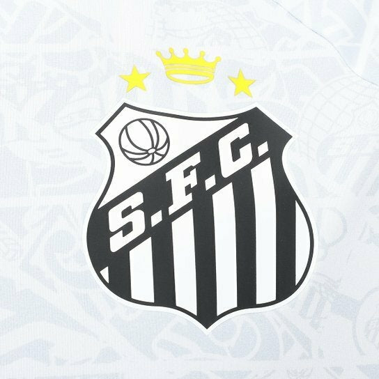 Camisa Santos Pré-jogo 25/26 - Torcedor Umbro Masculina - Branca com detalhes em cinza