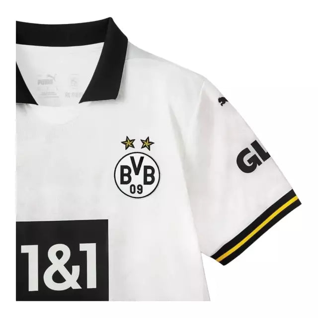 Camisa Borussia Dortmund III 24/25 - Torcedor Puma Feminina - Branca com detalhes em preto e amarelo