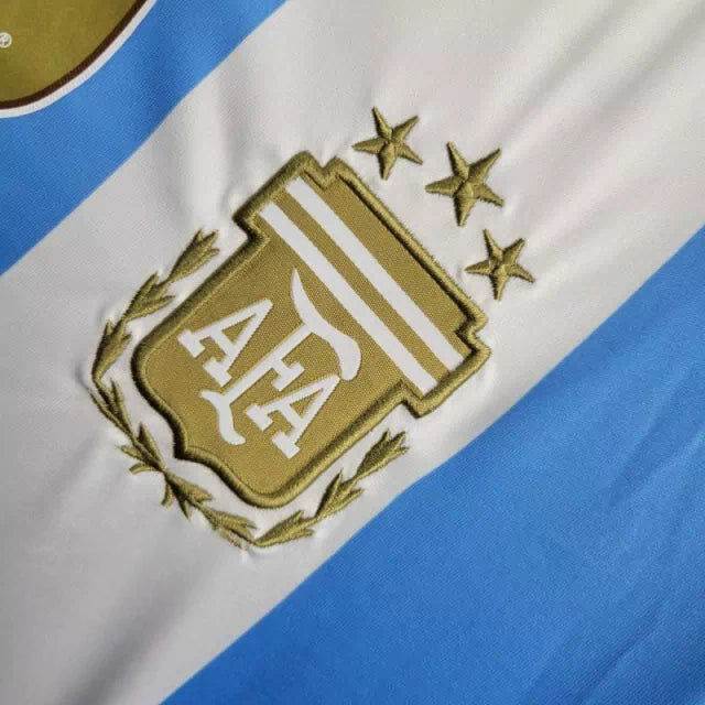 Camisa Seleção da Argentina I 24/25 manga longa - Torcedor Adidas Masculina - Azul e branca com detalhes em dourado