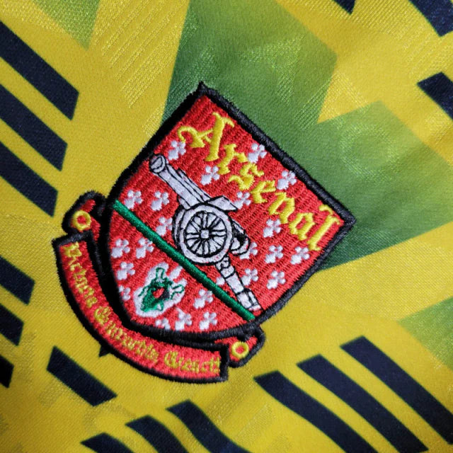 Camisa Retrô Arsenal II 1991/1993 manga longa - Masculina Adidas - Amarela com detalhes em verde e vermelho