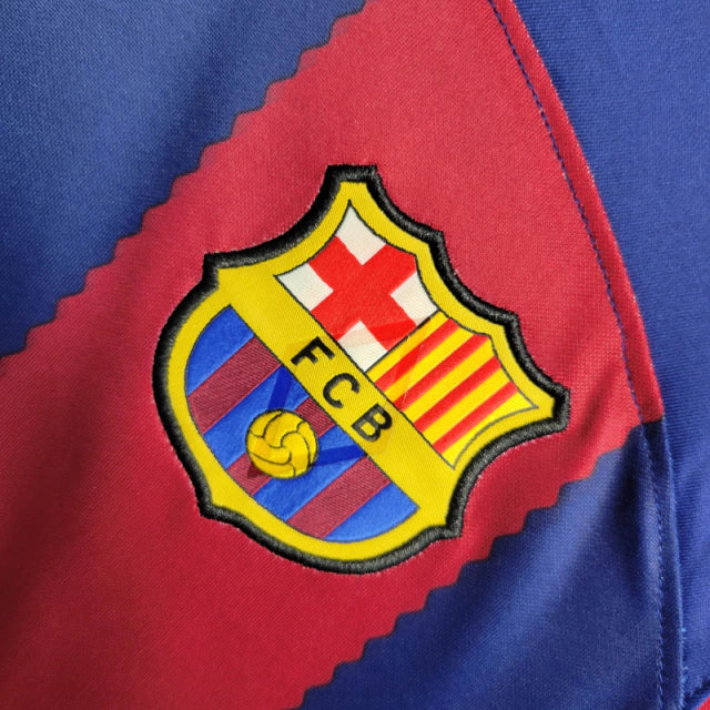 Camisa Barcelona I 23/24 manga longa - Torcedor Nike Masculina - Azul e vermelha