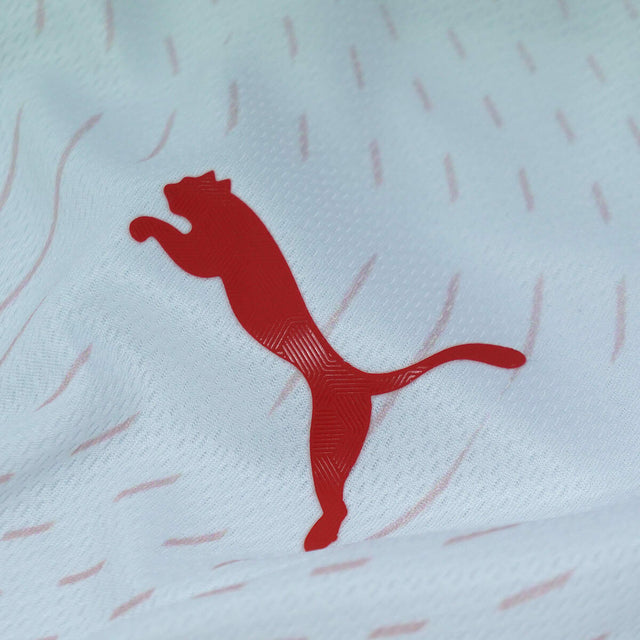 Camisa Red Bull Bragantino I 25/26 - Torcedor Puma Feminina - Branca com detalhes em vermelho