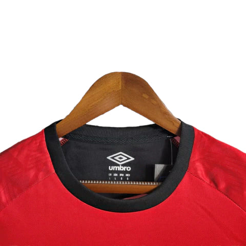 Camisa Athletico Paranaense I 23/24 manga longa - Torcedor Umbro Masculina - Vermelha com detalhes em preto