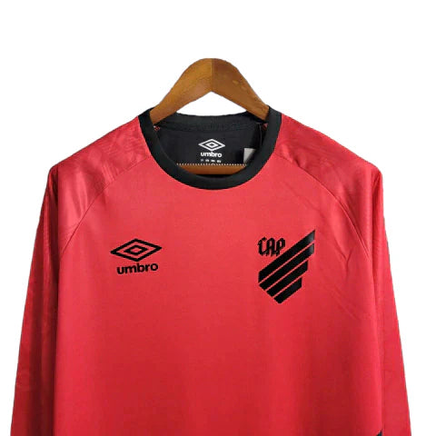 Camisa Athletico Paranaense I 23/24 manga longa - Torcedor Umbro Masculina - Vermelha com detalhes em preto