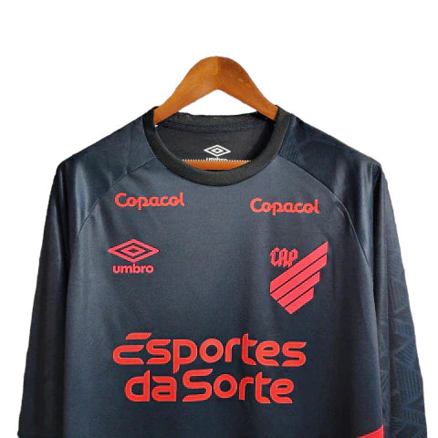Camisa Athletico Paranaense II 23/24 manga longa - Torcedor Umbro Masculina - Preta com detalhes em vermelho
