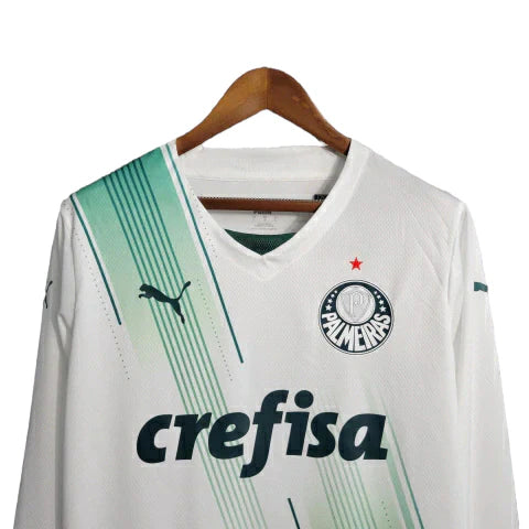 Camisa Palmeiras II 23/24 manga longa - Torcedor Puma Masculina - Branca com detalhes em verde