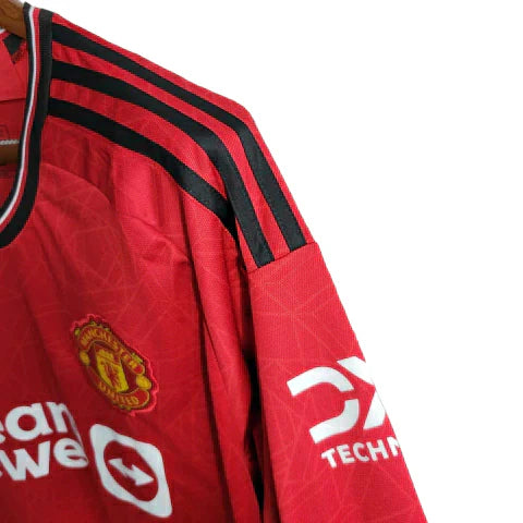 Camisa Manchester United Home 23/24 - Manga Longa - Torcedor Adidas Masculina - Vermelho