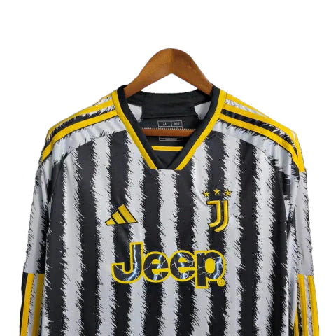 Camisa Juventus I 23/24 manga longa - Torcedor Adidas Masculina - Preta e branca