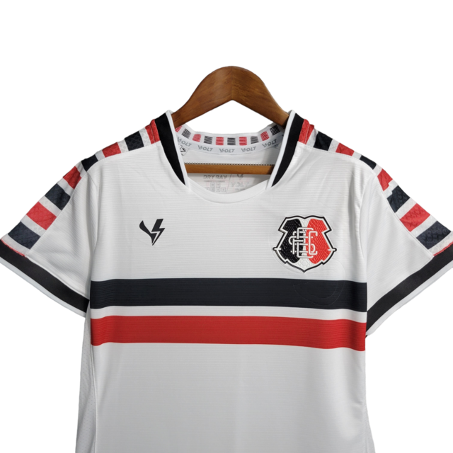 Camisa Santa Cruz II 23/24 - Torcedor Volt Feminina - Branca com detalhes em preto vermelho