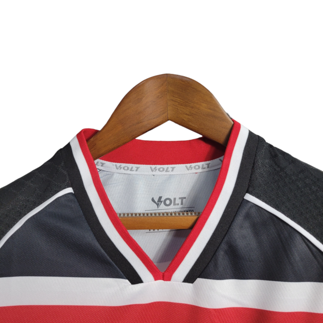 Camisa Santa Cruz I 21/22 Torcedor Feminina - Listrado em Preto Vermelho e Branco