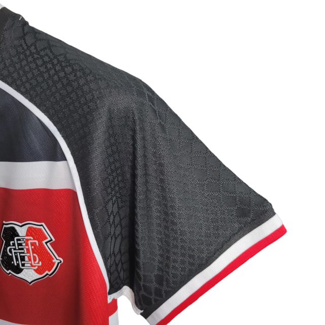 Camisa Santa Cruz I 21/22 Torcedor Feminina - Listrado em Preto Vermelho e Branco