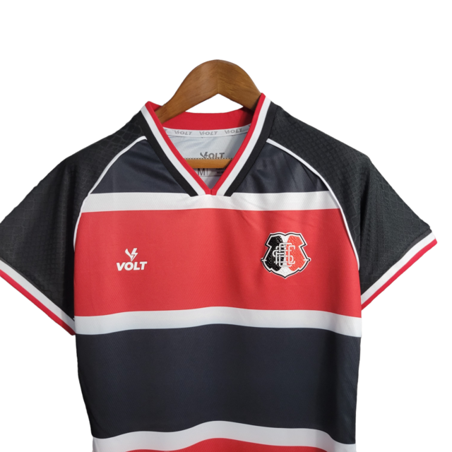 Camisa Santa Cruz I 21/22 Torcedor Feminina - Listrado em Preto Vermelho e Branco