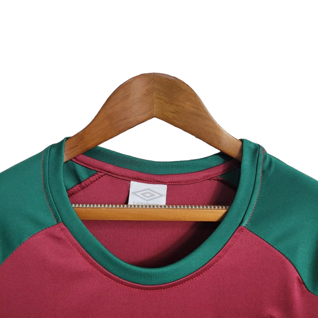 Camisa Fluminense Treino I 23/24 - Torcedor Umbro Feminina - Tricolor com detalhes verde