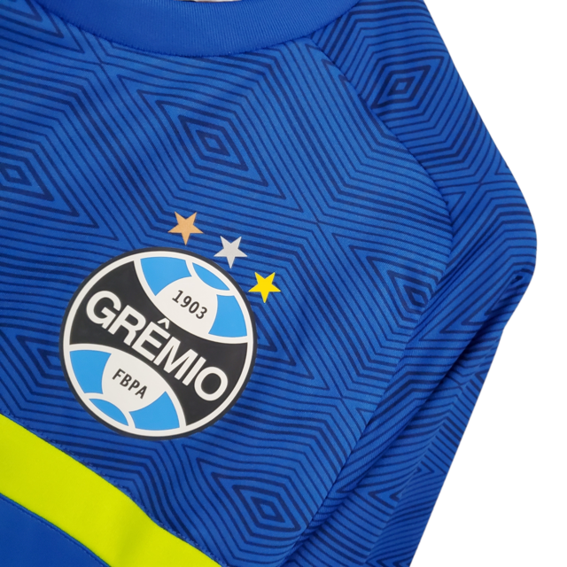 Camisa Grêmio Treino 21/22 - Torcedor Umbro Masculina - Azul com detalhes em amarelo e branco