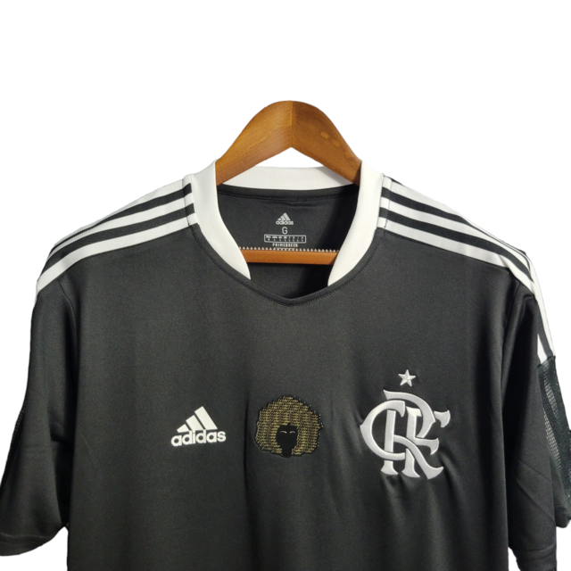 Camisa Flamengo Edição Especial Consciência Negra 21/22 Torcedor Masculina - Preta com detalhes em branco