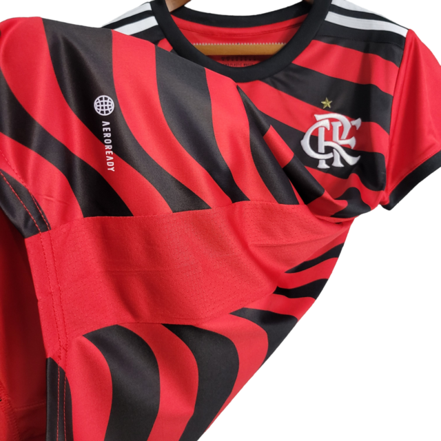 Camisa Flamengo III 22/23 Adidas Feminina - Vermelha com detalhes em preto