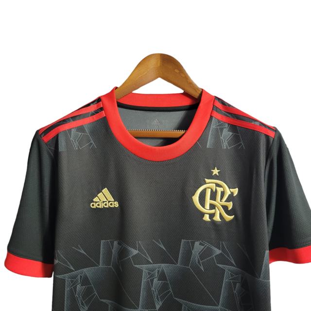 Camisa Flamengo III Edição Especial 21/22 Torcedor Masculina - Preta com detalhes em vermelho e dourado