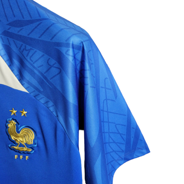 Camisa França Treino 22/23 - Torcedor Nike Masculina -Azul com detalhes em branco e dourado