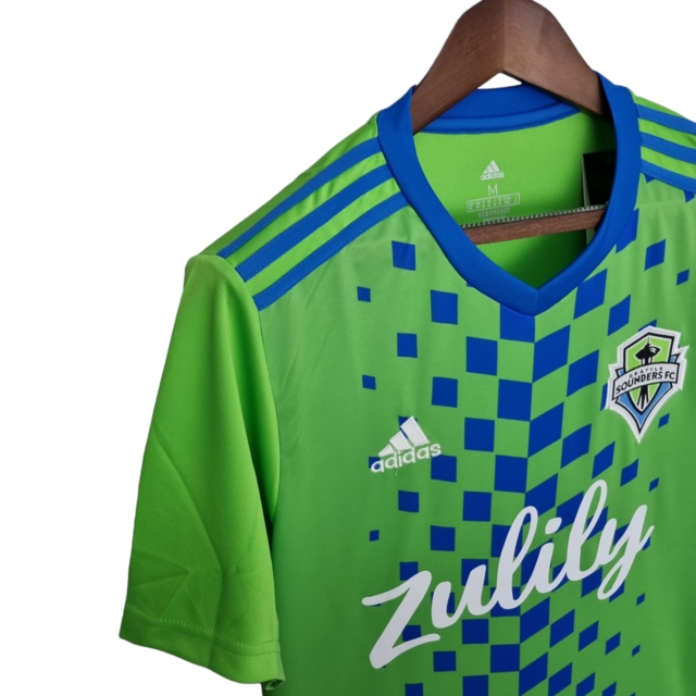 Camisa Seattle Sounders I 22/23 - Torcedor Adidas Masculina - Verde com detalhes em branco e azul