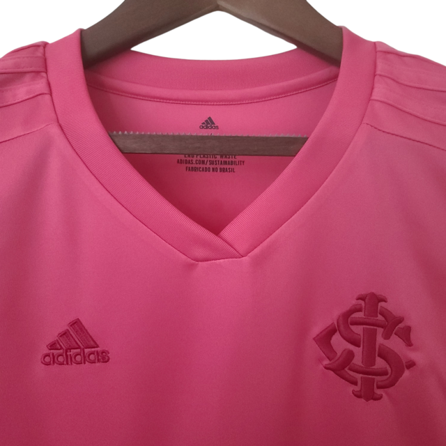 Camisa Internacional Edição Outubro Rosa 22/23 - Torcedor Adidas Feminina - Rosa com detalhes em branco