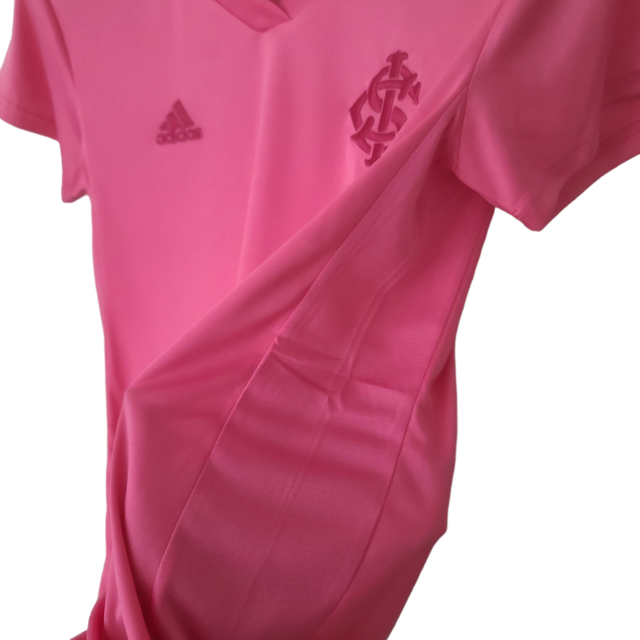 Camisa Internacional Edição Outubro Rosa 22/23 - Torcedor Adidas Feminina - Rosa com detalhes em branco