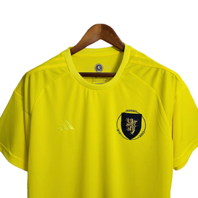 Camisa Seleção Escócia Goleiro 23/24 - Torcedor Adidas Masculina - Amarela com detalhes em azul