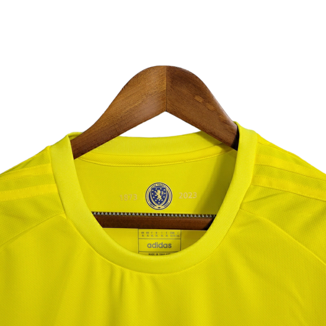 Camisa Seleção Escócia Goleiro 23/24 - Torcedor Adidas Masculina - Amarela com detalhes em azul