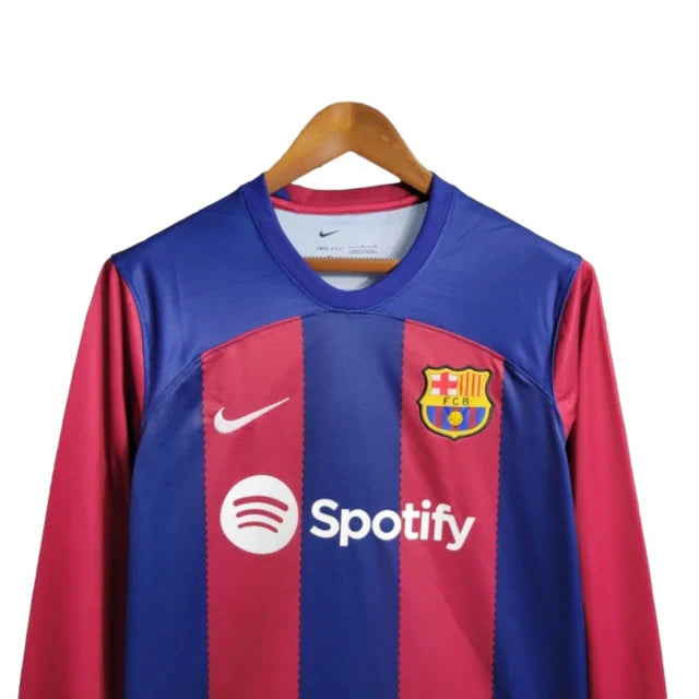 Camisa Barcelona I 23/24 manga longa - Torcedor Nike Masculina - Azul e vermelha