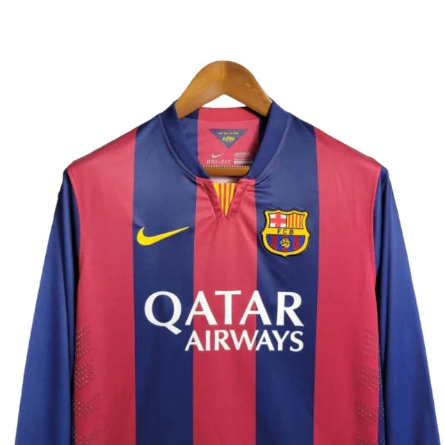 Camisa Retrô Barcelona I 2014/2015 manga longa - Nike Masculina - Azul e vermelha