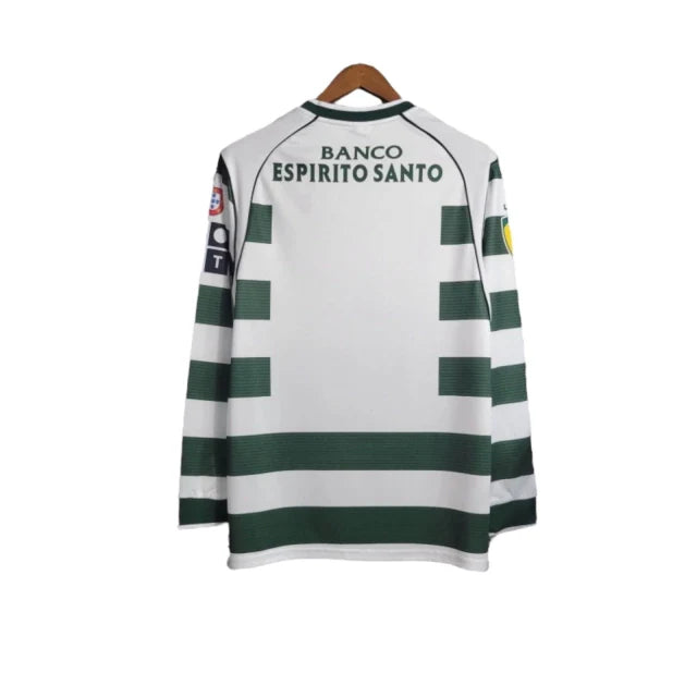Camisa Retrô Sporting Lisboa I 2001/2003 manga longa - Reebok Masculina - Branca com detalhes em verde