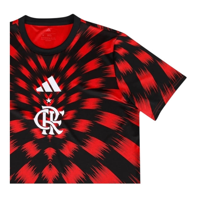 Camisa Flamengo Pré-jogo 25/26 - Torcedor Adidas Feminina - Vermelha e preta