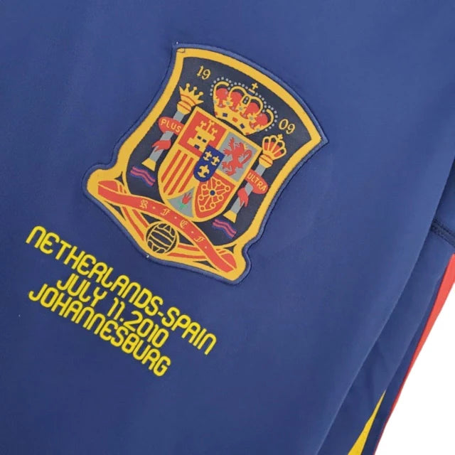 Camisa Retrô Seleção da Espanha II 2010 manga longa - Adidas Masculina - Azul com detalhes em amarelo e laranja