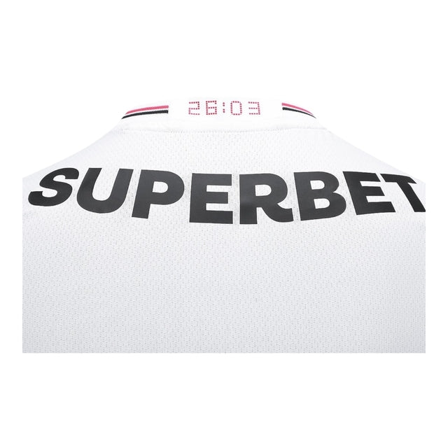 Camisa São Paulo I 25/26 - Torcedor New Balance Feminina - Branca com detalhes em vermelho e preto