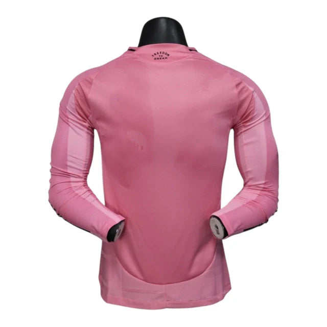 Camisa Inter Miami I 25/26 manga longa - Jogador Adidas Masculina - Rosa com detalhes em preto