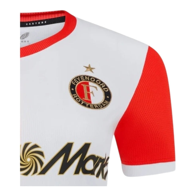 Camisa Feyenoord I 25/26 - Torcedor Castore Feminina - Branca e vermelha