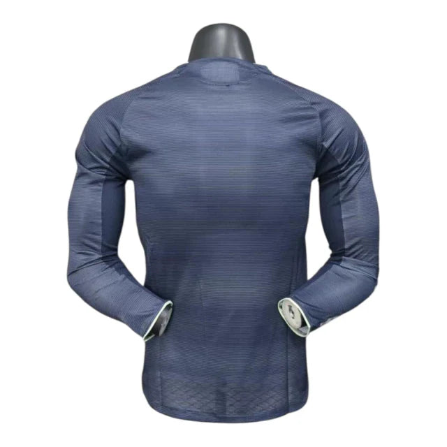 Camisa Real Madrid II 25/26 manga longa - Jogador Adidas Masculina - Azul com detalhes em amarelo