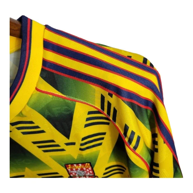 Camisa Retrô Arsenal II 1991/1993 manga longa - Masculina Adidas - Amarela com detalhes em verde e vermelho