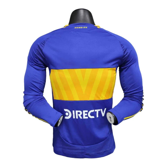 Camisa Boca Juniors I manga longa 24/25 - Jogador Adidas Masculina - Azul com detalhes em amarelo