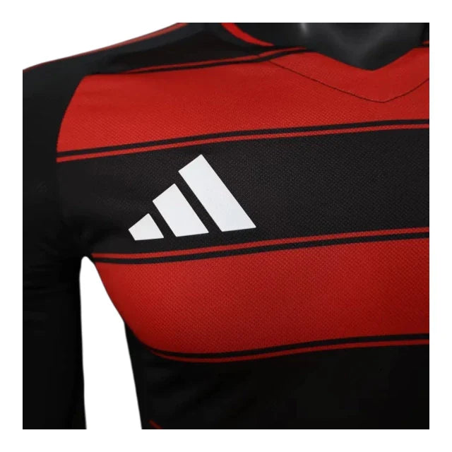Camisa Flamengo I 25/26 manga longa - Jogador Adidas Masculina - Vermelha e preta